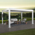 Backyard Discovery Windham 14' x 12' Galvanized Steel Pergola Kit with Shade Sail Canopy White