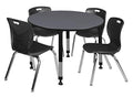 Regency Height Adjustable Classroom Table Set with Four 18" Andy Chairs Grey/Black