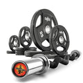 XMark CHISEL 95 lb Olympic Weights Set and BLACKSMITH-CURL Olympic EZ Curl Bar