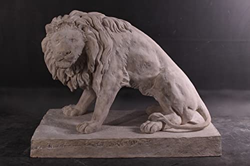 AFD Home 39" Guardian Entry Gate Lions Stone Cast Set of 2 Sand Stone