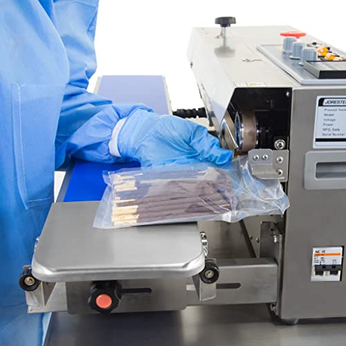 JORESTECH Continuous Plastic Bag Sealing Machine with Date Printer Stainless Steel E-CBS-800I