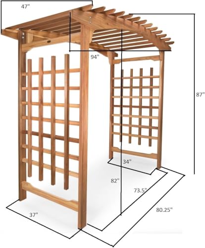 All Things Cedar 8-Ft Garden Arbor Trellis for Climbing Plants Natural