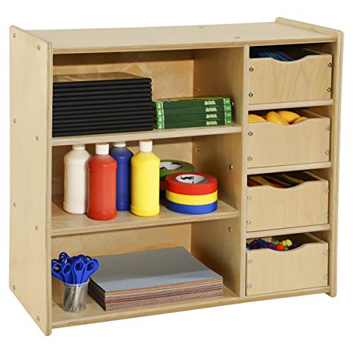 Contender Kids Wooden Bookshelf with Drawers 3-Shelf Organizer