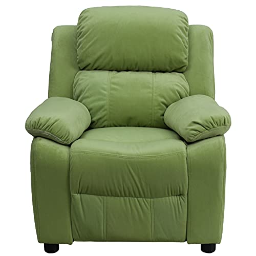 Flash Furniture Charlie Kids Recliner with Storage Arms Avocado Microfiber