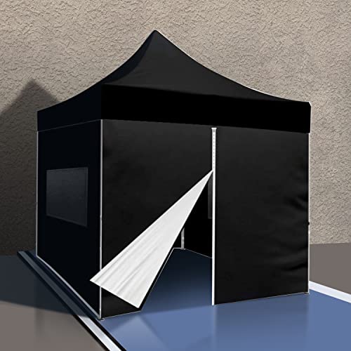 BANNER BUZZ 10x10 Pop Up Canopy Tent with Sidewalls and Mesh Windows Black