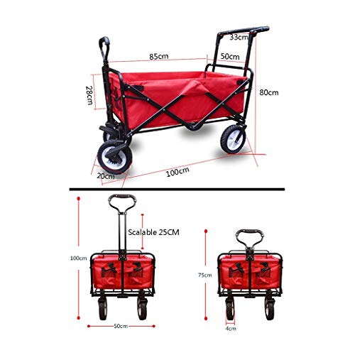 5sssallefaa Outdoor Folding Garden Trolley Cart Heavy Duty Red