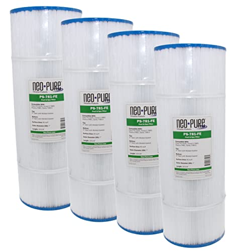 Neo-Pure PS-7105-AA Pool and Spa Filter 7" x 26-1/16" White with Blue Cap (4 Pack)