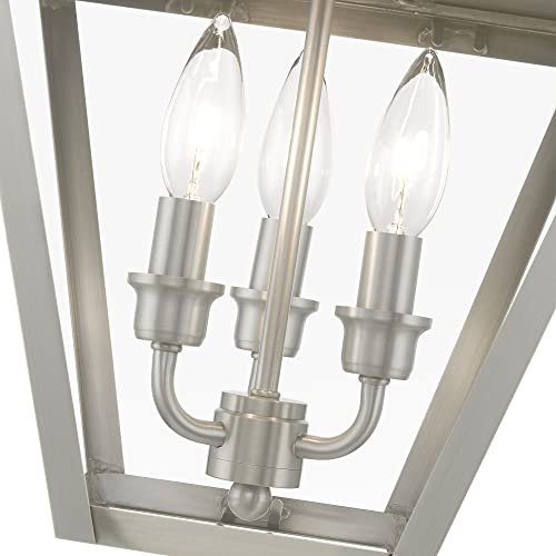 Livex Wentworth 3 Light Large Outdoor Pendant 19 Inches Tall Bronze/Antique Brass