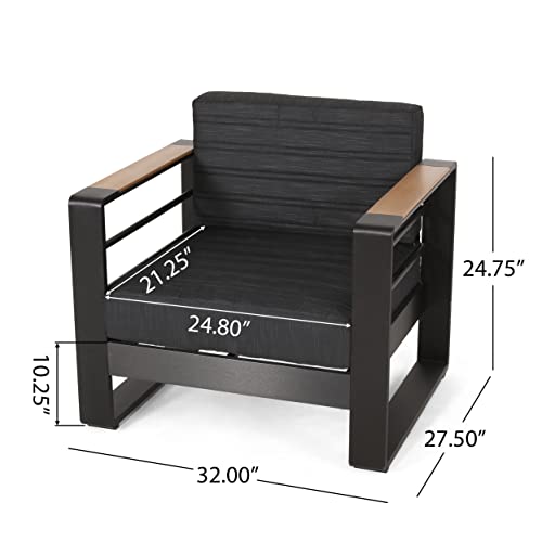 Christopher Knight Home Ostrander Outdoor Conversation Set Black Natural Dark Gray