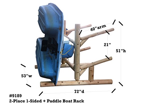 Log Kayak Rack 2-Place 1-Sided Canoe and Kayak Storage Rack Natural
