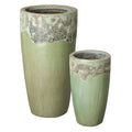 Emissary 18in Round Stoneware Planters Set of 2 Reef/Spa Blue