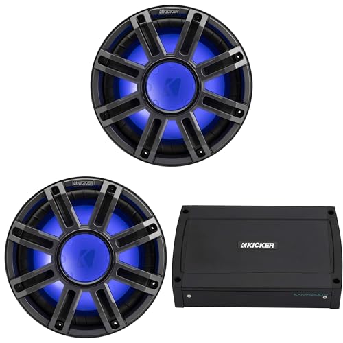 KICKER 12-Inch Premium Marine Subwoofer & 48KXMA12002 Amp Bundle
