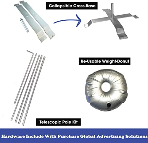 Generic Global Advertising Solutions Rectangle Feather Flag Telescoping Hardware 15ft Pole Kit Pack 9