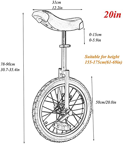 JINCAN Unicycles with Anti-Skid Pedals and Tires - Adjustable Release Saddles