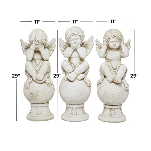 Deco 79 Magnesium Oxide Biblical Angel Garden Sculpture Set of 3 White 11"W, 29"H