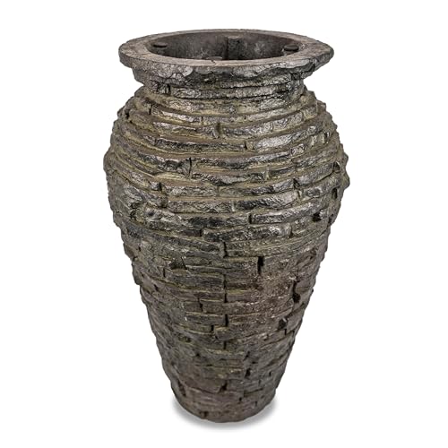 Aquascape 24 Inch Stacked Urn Kit Outdoor Fountain Slate Gray