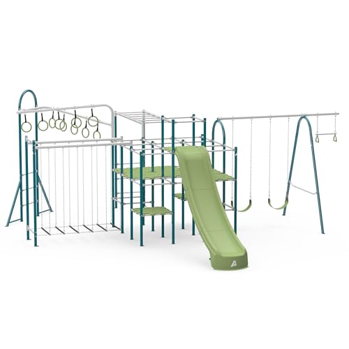 Activplay Modular Jungle Gym Set for Kids - Outdoor Playset with Swing, Slide, Monkey Bars, and Hanging Bridge