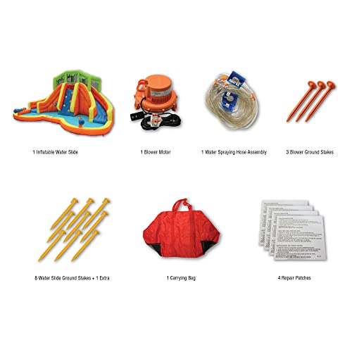 BANZAI Twin Falls Lagoon Inflatable Water Slide Splash Toy Orange