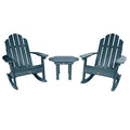 Highwood Classic Westport 2 Adirondack Rocking Chairs & Side Table Set Nantucket Blue