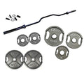 Ader Sporting Goods EZ Grip Weight Plates Set with Cambered Bench Press Bar 86" Black/Chrome/Grey
