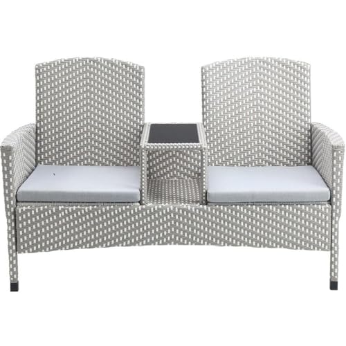 Furniture of America Gray Aluminum Patio Loveseat & Storage Bench Outdoor Set of 2 Grey