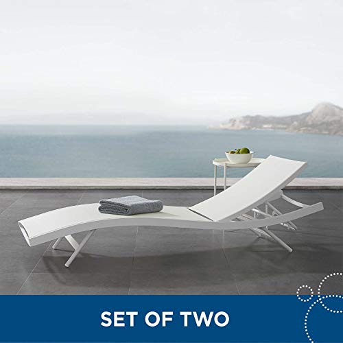 America Luxury - Outdoor Lounge Chair Chaise Set of 2 Aluminum Metal White
