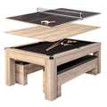 Atomic Hampton 3-in-1 Combo Table - Billiards, Ping Pong, Dining - Premium Black Felt, XL Bench - Tan