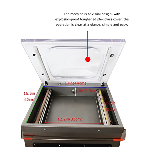 LGXEnzhuo Single Chamber Vacuum Packaging Machine DZ400 800W 15.7 inch Sealing Bar