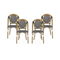 Christopher Knight Home Gwendolyn Outdoor French Bistro Chairs Set of 4 Black White Bamboo Print Finish