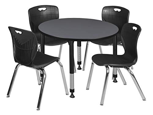 Regency Height Adjustable Classroom Table Set with 18" Andy Chairs Grey/Black