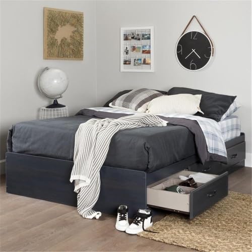 Home Square 2-Piece Full Mates Bed & Nightstand Set Blueberry