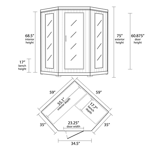 Blue Wave HeatWave BSA2420 4 Person Hemlock Carbon Infrared Sauna