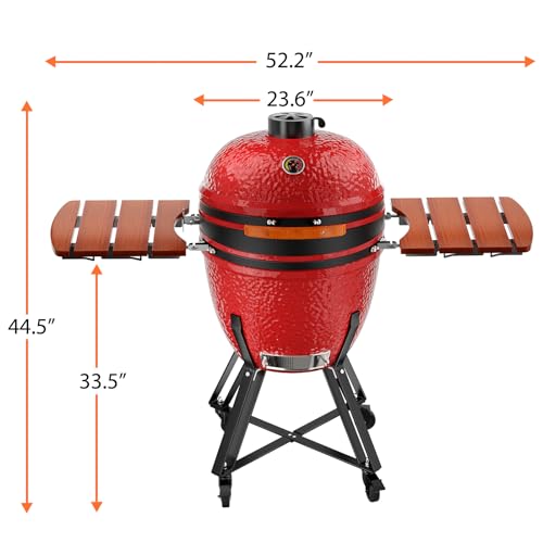 ROOMTEC 23.5-Inch Kamado Charcoal Grill Portable Camping Grill Blaze Red