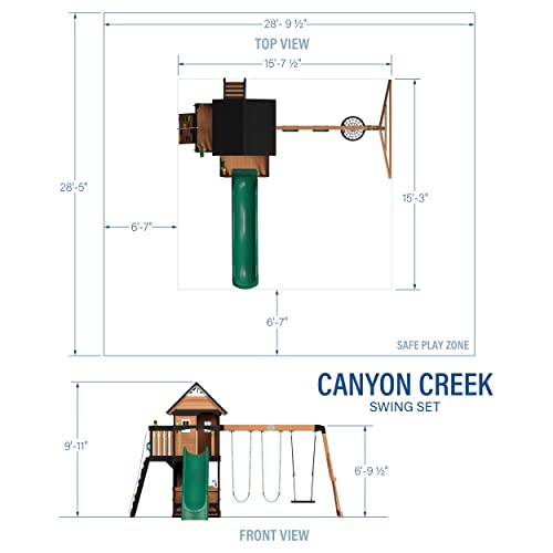 Backyard Discovery Canyon Creek Cedar Swing Set with Green Slide