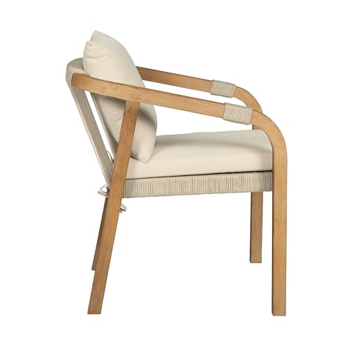 Armen Living Cypress Modern Outdoor Patio Dining Chair Set of 2 Ivory