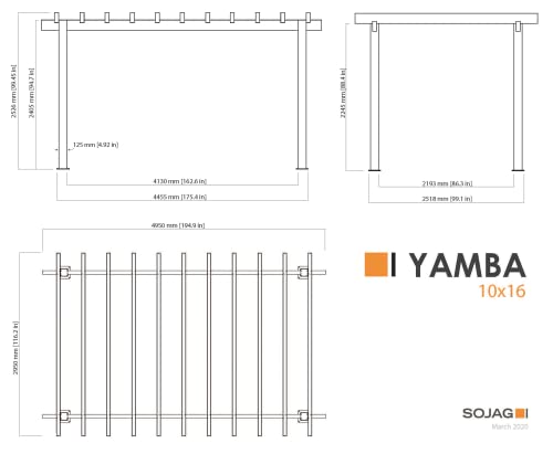 Sojag 10' x 16.5' Yamba Backyard Pergola Outdoor Aluminum Frame Gazebo Dark Grey