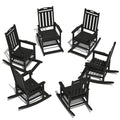 LOUNZY Outdoor Rocking Chair Set of 6 HDPE Patio Porch Rockers Black