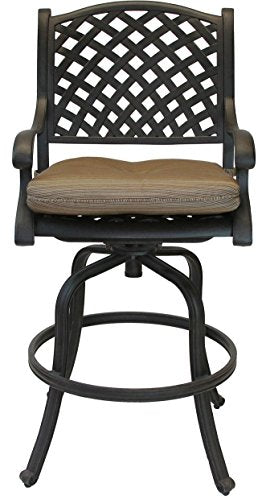 Patio Land Nassau Outdoor 4 Swivel Barstools 30" High Cast Aluminum Dark Bronze