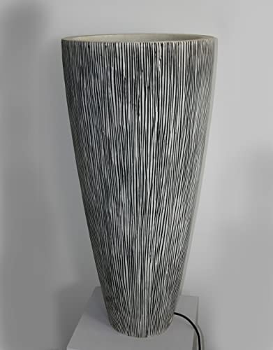 HomeRoots Gray Sandstone Ribbed Long Conical Planter with Light 1" X 18" X 39