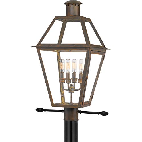 Quoizel Rue De Royal Outdoor Post Lantern 26 Inch 4-Light Industrial Bronze