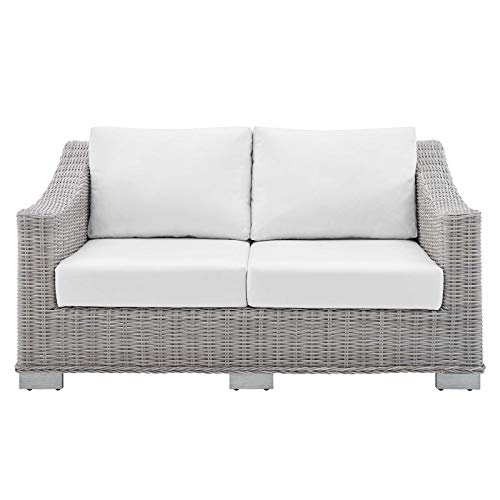Modway Conway Sunbrella Outdoor Patio Loveseat Light Gray White