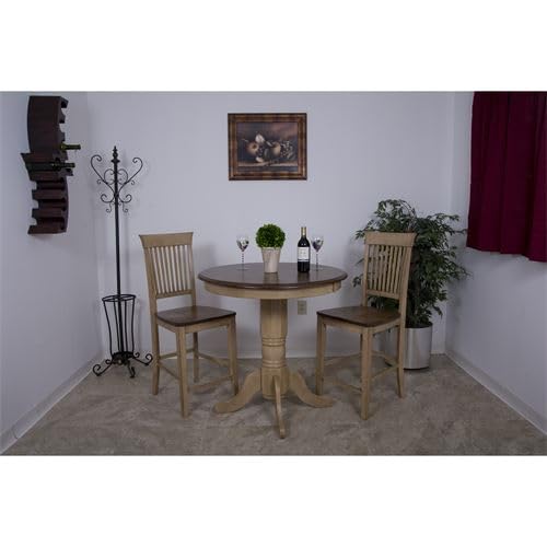212 Main 3 Piece Brook 36in Round Pub Table Set with Slat Stools Multicoloured