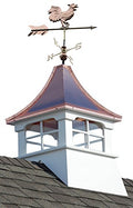 Accentua Charleston Cupola with Rooster Weathervane 24" Square 55" High White with Copper Roof