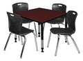 Regency Kee Height Adjustable Classroom Table Set with 18" Andy Chairs Mahogany/Black