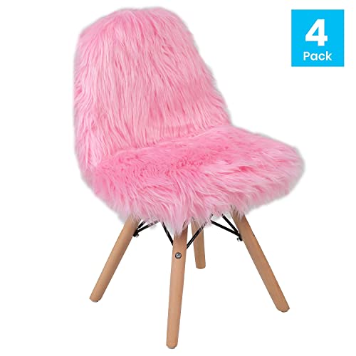 Flash Furniture Zula Kids Shaggy Dog Accent Chair Set, Light Pink
