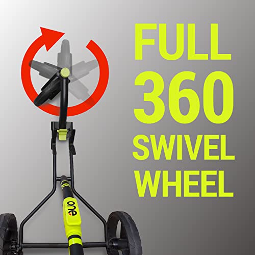 WishboneOne Golf Cart Push Carts - Swivel Front Wheel, 1-Step Folding, Aircraft Grade Frame | Lightweight Lime