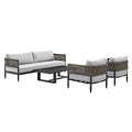 Armen Living Felicia Modern Outdoor Patio Conversation Set 4 Piece Black