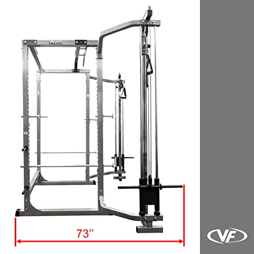 Valor Fitness Heavy Duty Power Rack - Squat Rack - Chrome Pull Up Bar and Power Cage Black