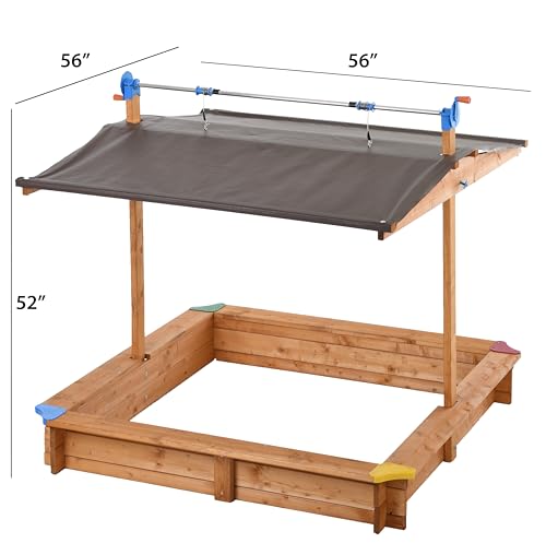 Tierra Garden Large Children's Wooden Sandbox with Retractable Roof