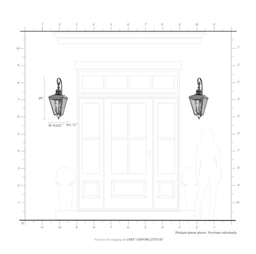 Livex 27373-07 Adams 3 Light Outdoor Wall Lantern Antique Brass/Brushed Nickel